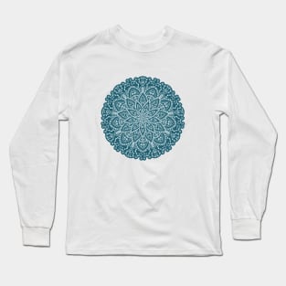 Petrol Blue Mandala Long Sleeve T-Shirt